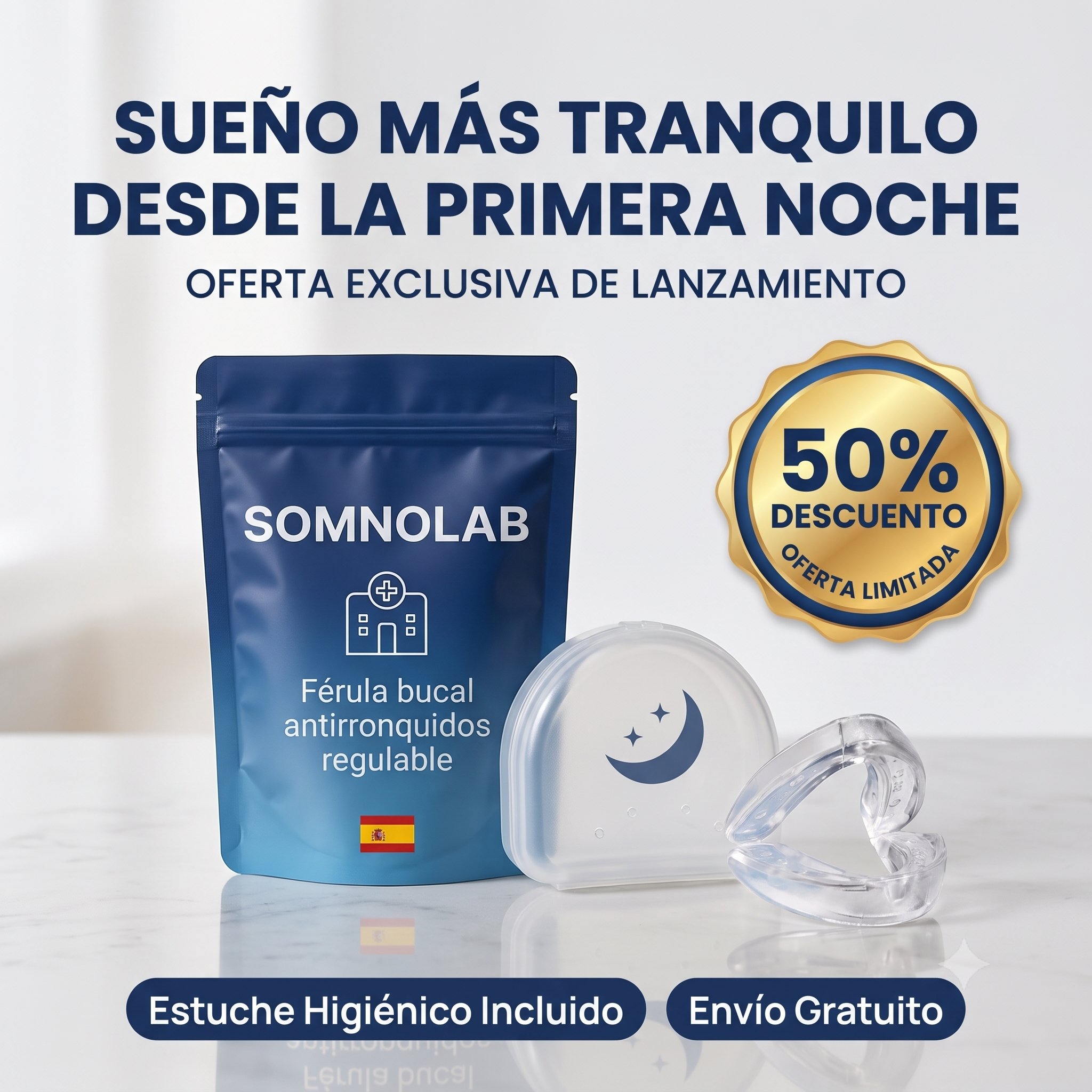 Di adiós a los ronquidos desde la primera noche con nuestra férula y recupera tu vida + (ESTUCHE HIGIENICO PROTECTOR DE REGALO)